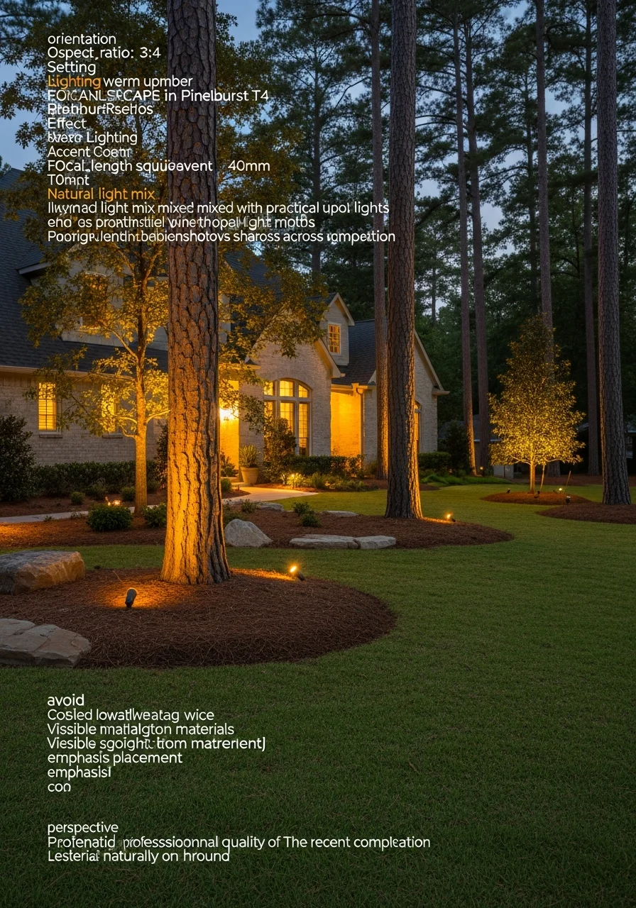 Professional landscape lighting installation in a Pinehurst residential yard