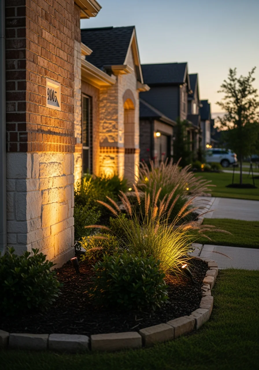 Close-up of a Spring home's exterior showing quality construction details and landscaping.